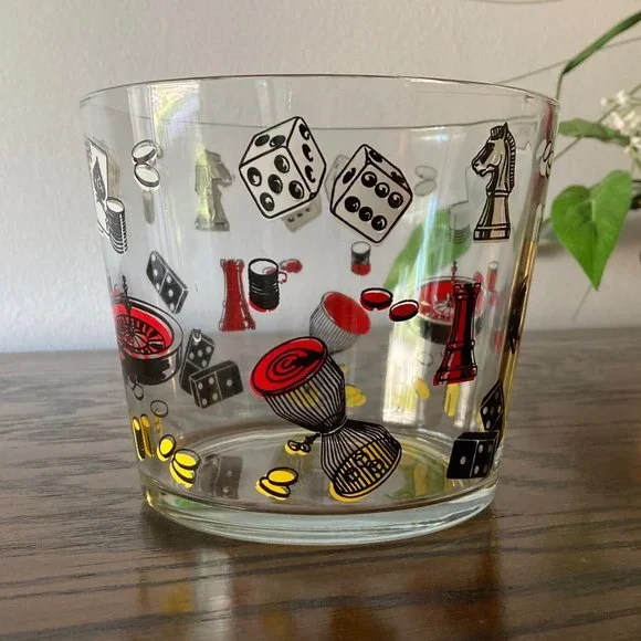 Vintage * Glass Casino Theme Bowl - Picture 2 of 6